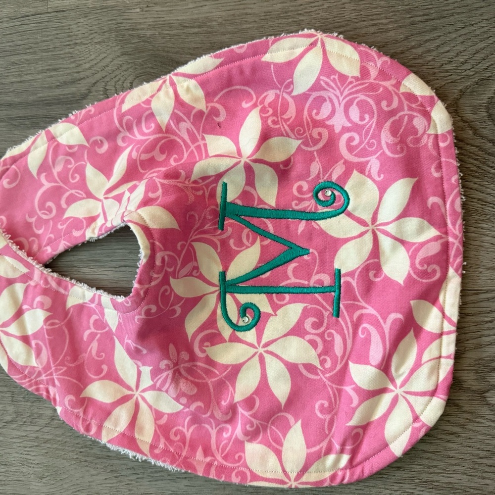 Pink Floral Baby Bib